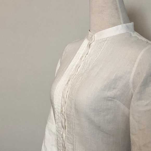 Like-New L.L. Bean White Linen Button-Down Top - Picture 7 of 15